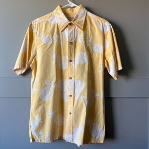Cooke Street Hawaiian Button Up Shirt Mens‎ Large Yellow Pineapples USA Tropical
